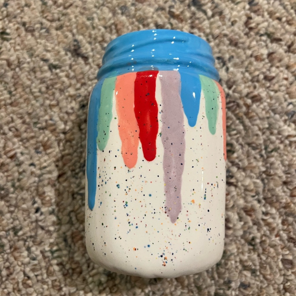 Colorful Drip Art Jar